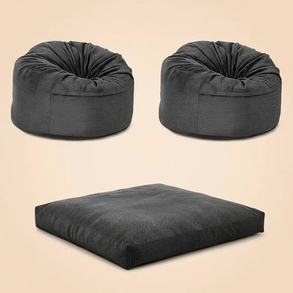 Fauteuil pouf en mousse à mémoire de forme Garvee avec housse en velours côtelé, matelas convertible