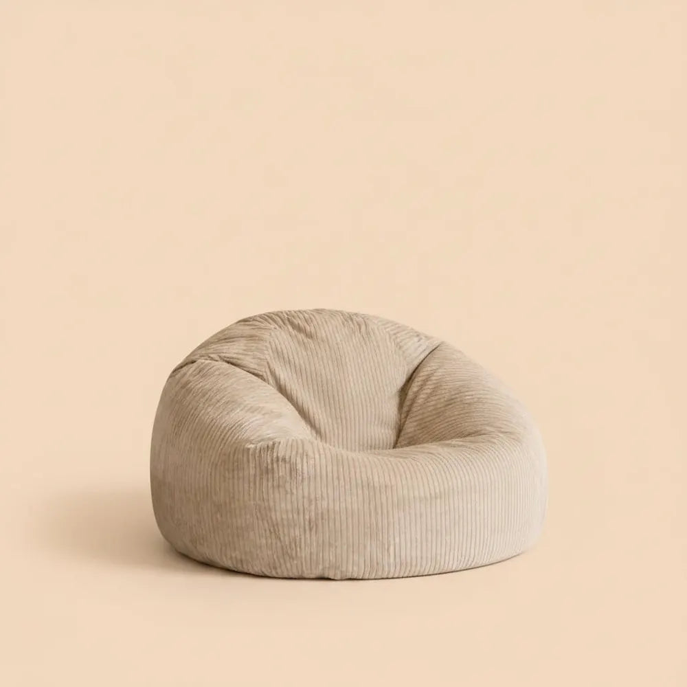 OTAUTAU Pouf en velours côtelé D85cm pour enfants/adultes avec rembourrage, pouf d'angle, chaise pou