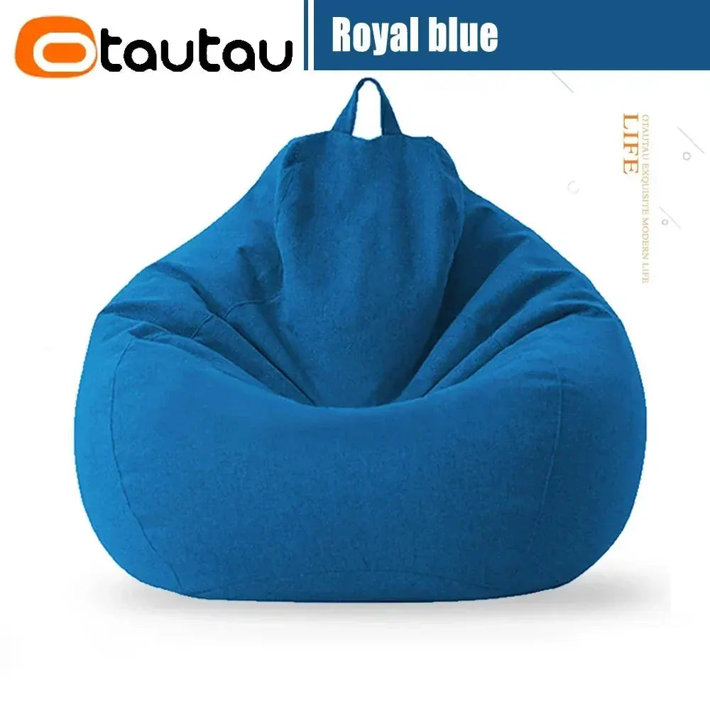 OTAUTAU rempli 70 cm pouf canapé avec remplissage grand coton lin paresseux pouf chambre chaise bouf