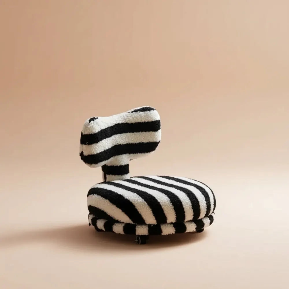 Fauteuil paresseux, tabouret rond pivotant en fausse fourrure avec dossier, chaise de salon pour la 