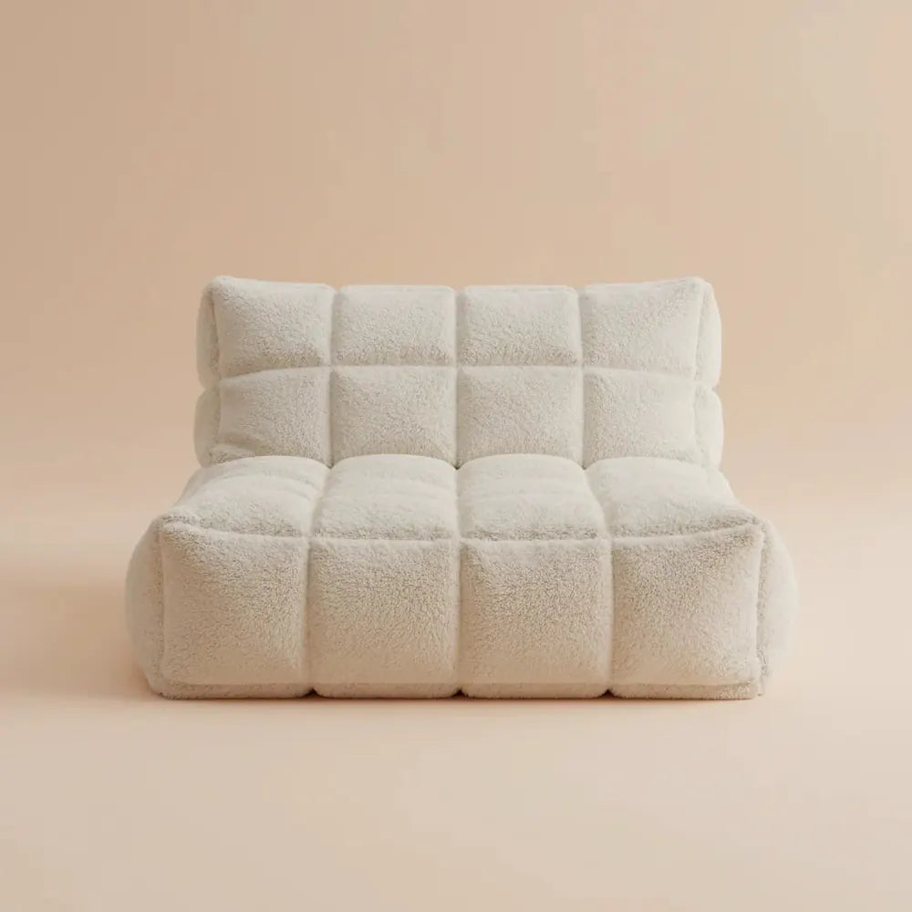 OTAUTAU-Pouf de Luxe en Fausse Fourrure de Lapin Gaufré, Canapé-Lit avec Remplissage, Chaise Longue 