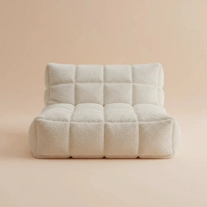 OTAUTAU-Pouf de Luxe en Fausse Fourrure de Lapin Gaufré, Canapé-Lit avec Remplissage, Chaise Longue 