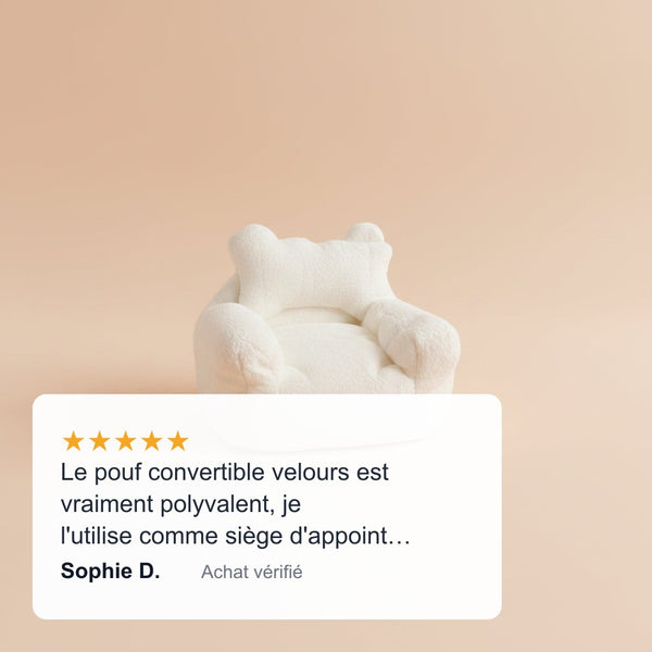 Avis Sophie — Pouf poire beige enfant moelleux