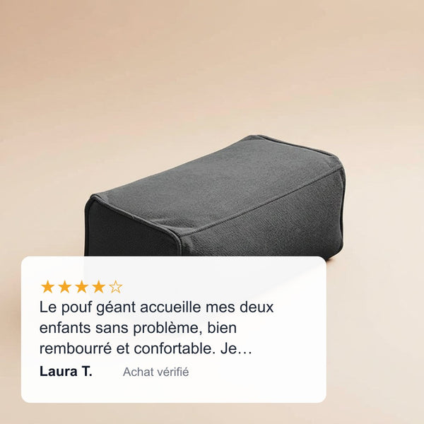 Avis Laura — Pouf extérieur carré chenille imperméable